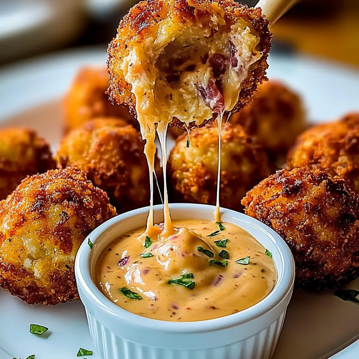 Crispy Reuben Balls with Zesty Thousand Island Dip Delight