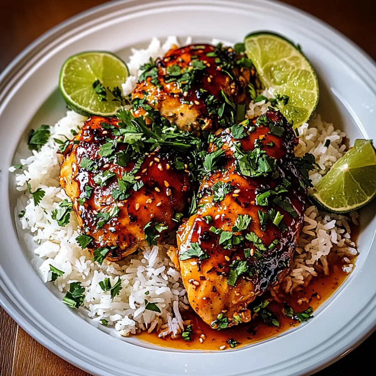 Sweet and Spicy Maple Chicken with Creamy Coconut Rice