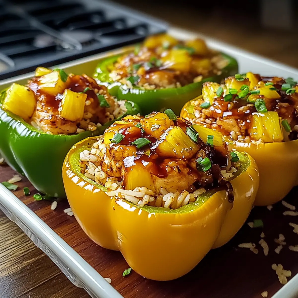 Teriyaki Pineapple Chicken & Rice Stuffed Peppers Joy