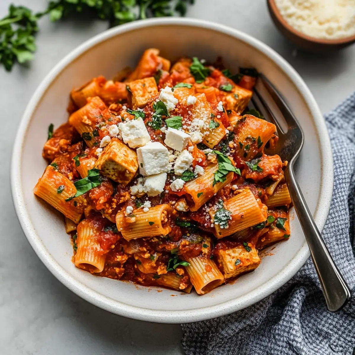Easy Tofu Tomato Pasta with Veggies for a Cozy Dinner