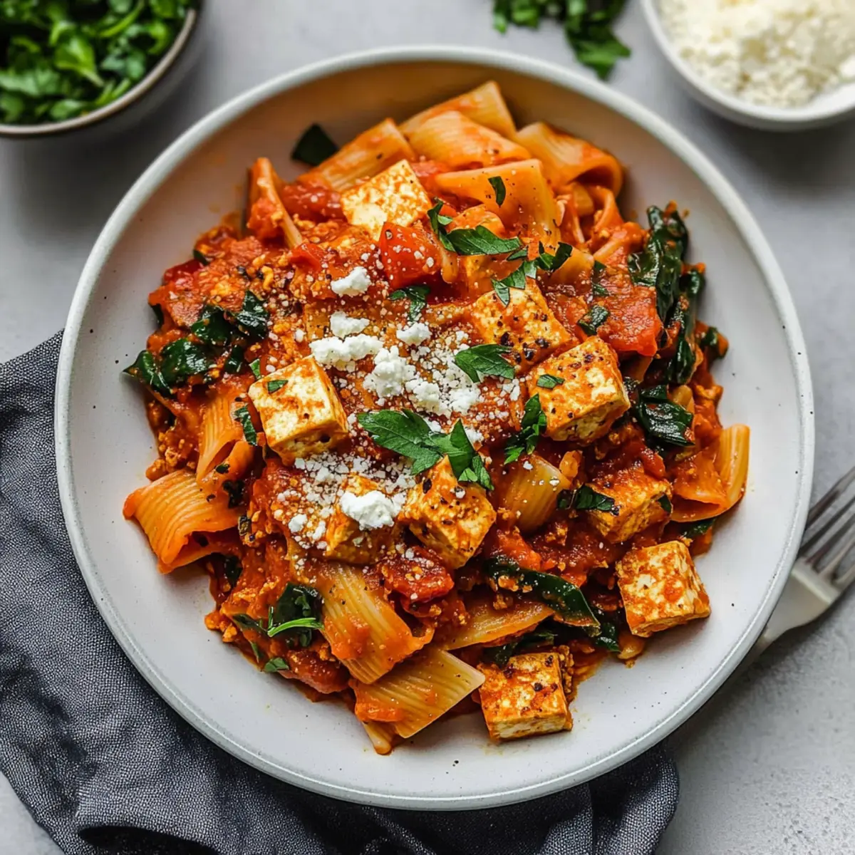 Savory Tofu Tomato Pasta for a Quick Vegan Dinner