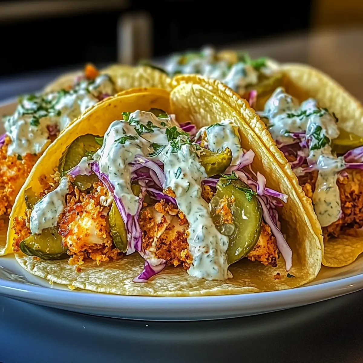 Dill Pickle Ranch Chicken Tacos with Crispy Cheese Delight