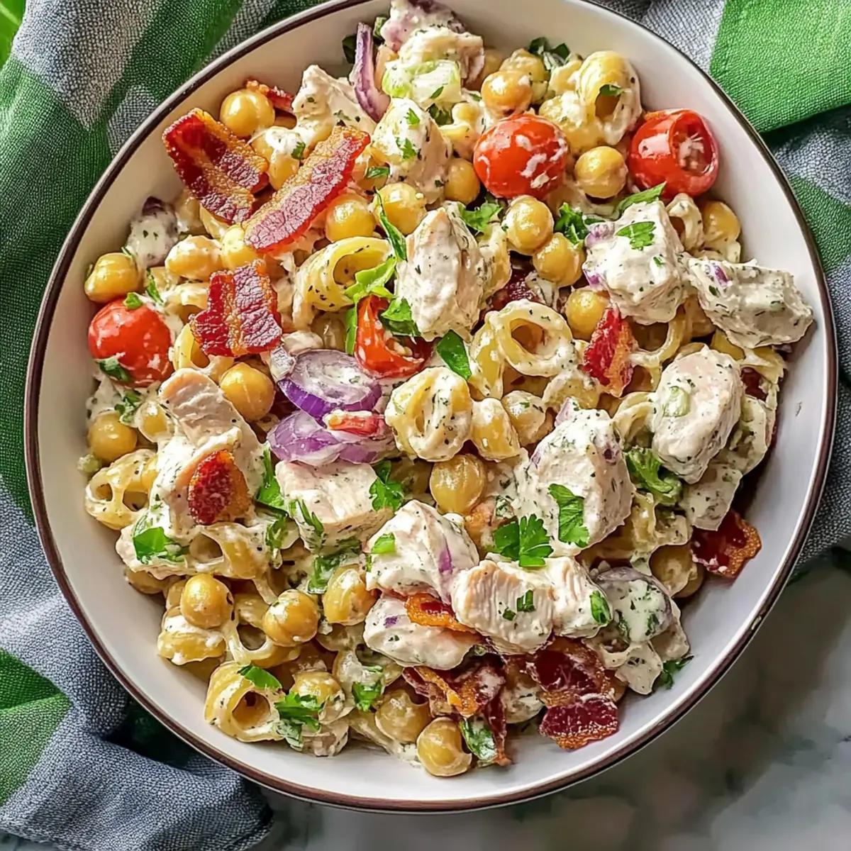 High Protein Bacon Ranch Pasta Salad You'll Crave