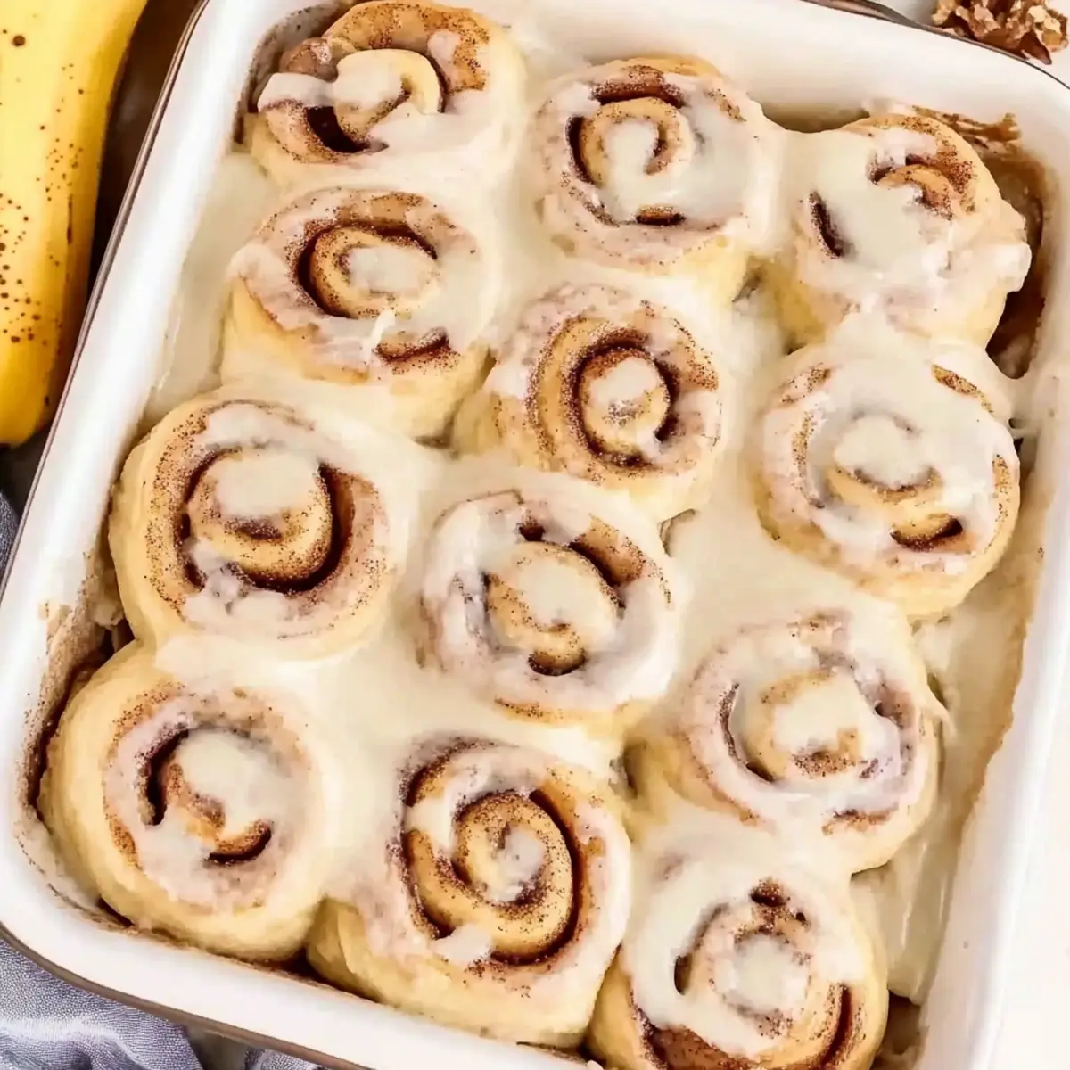 Eggless Banana Bread Cinnamon Rolls with Creamy Frosting