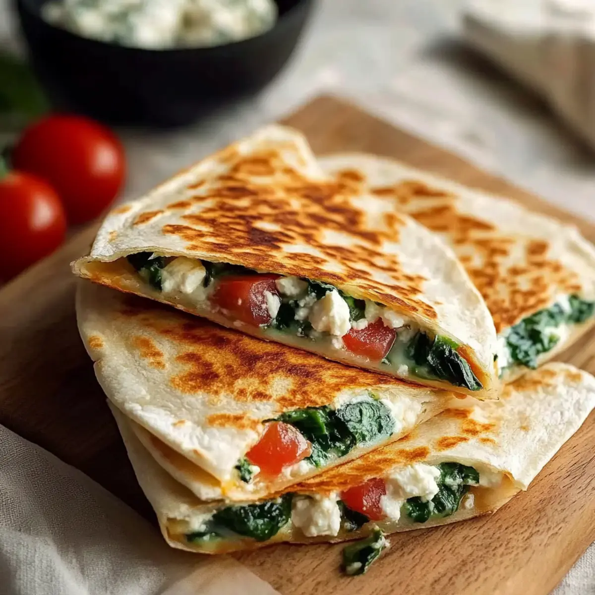 Cheesy Mediterranean Quesadilla Bursting with Flavor