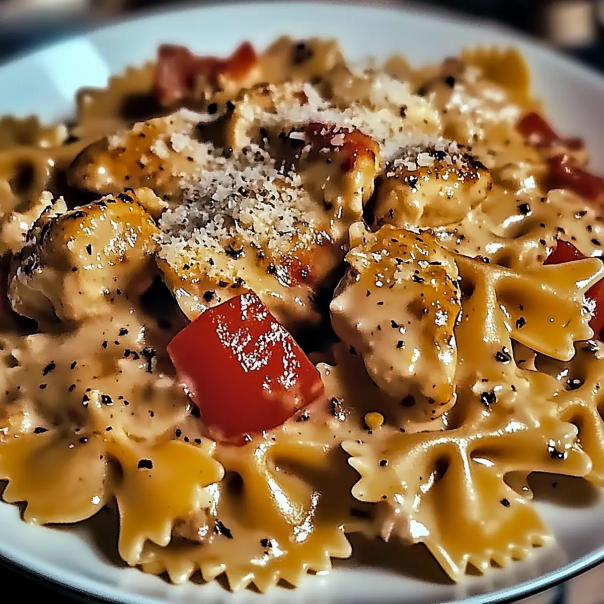 Parmesan Roasted Red Pepper Chicken Bowties for Cozy Nights