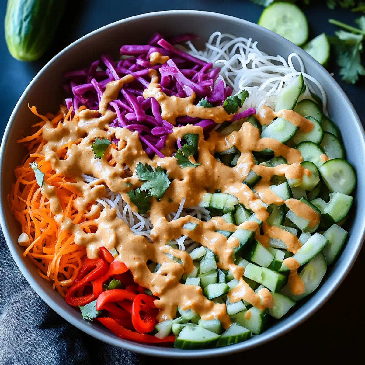 Fresh Spring Roll Salad with Creamy Peanut Sauce Delight