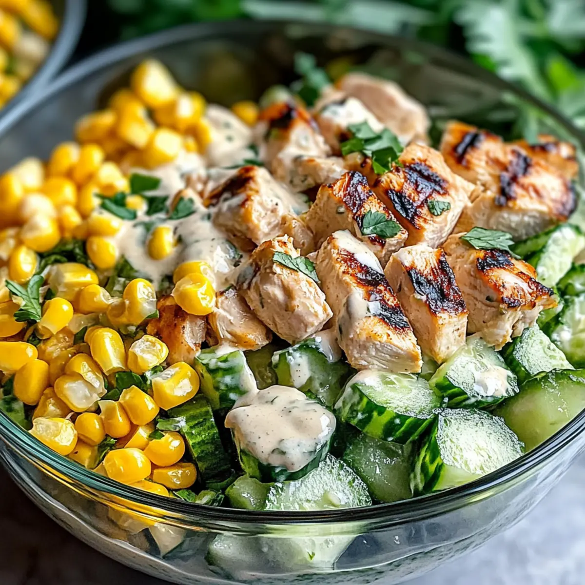 Street Corn Creamy Cucumber Chicken Salad for Summer Bliss