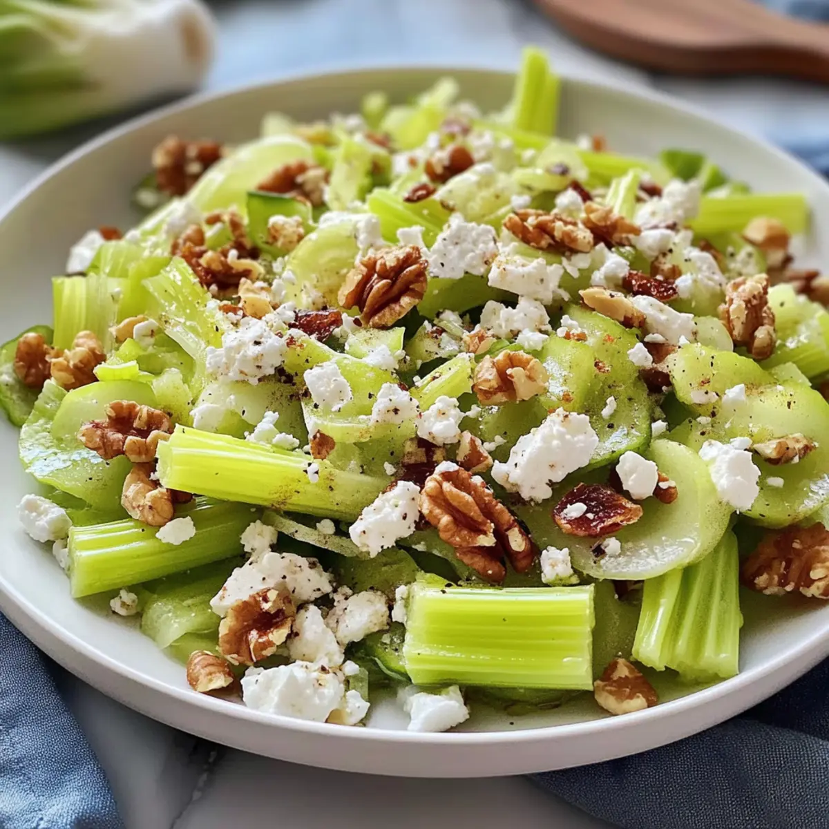 Crisp Celery Salad with Crunchy Walnuts and Creamy Feta