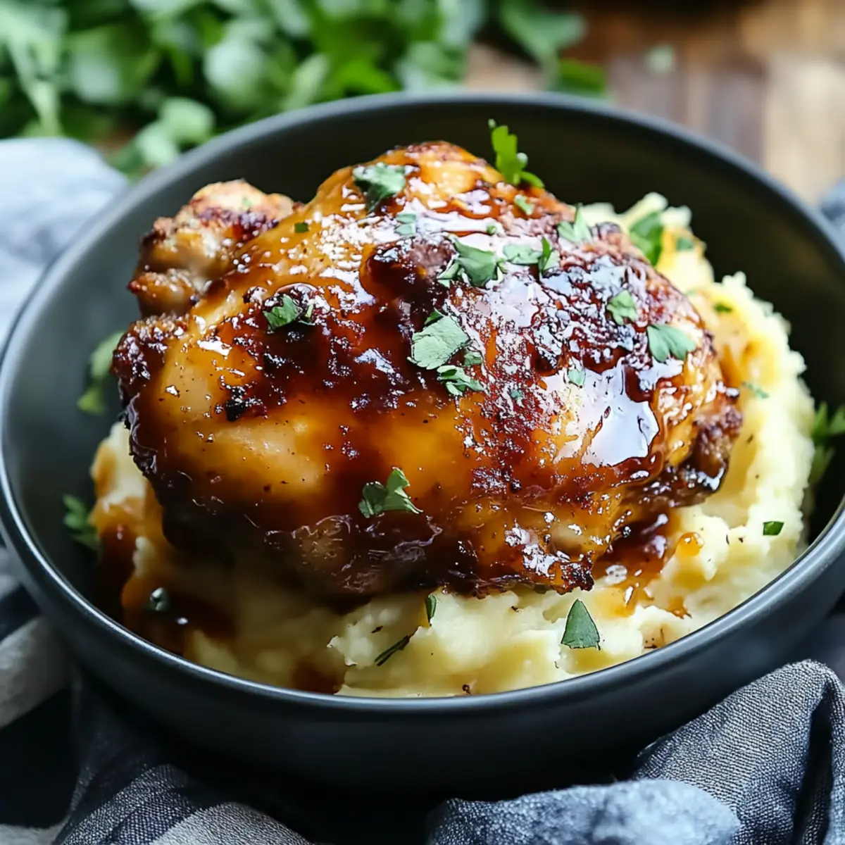 Chipotle Honey Chicken Thighs with Gouda Mashed Potatoes