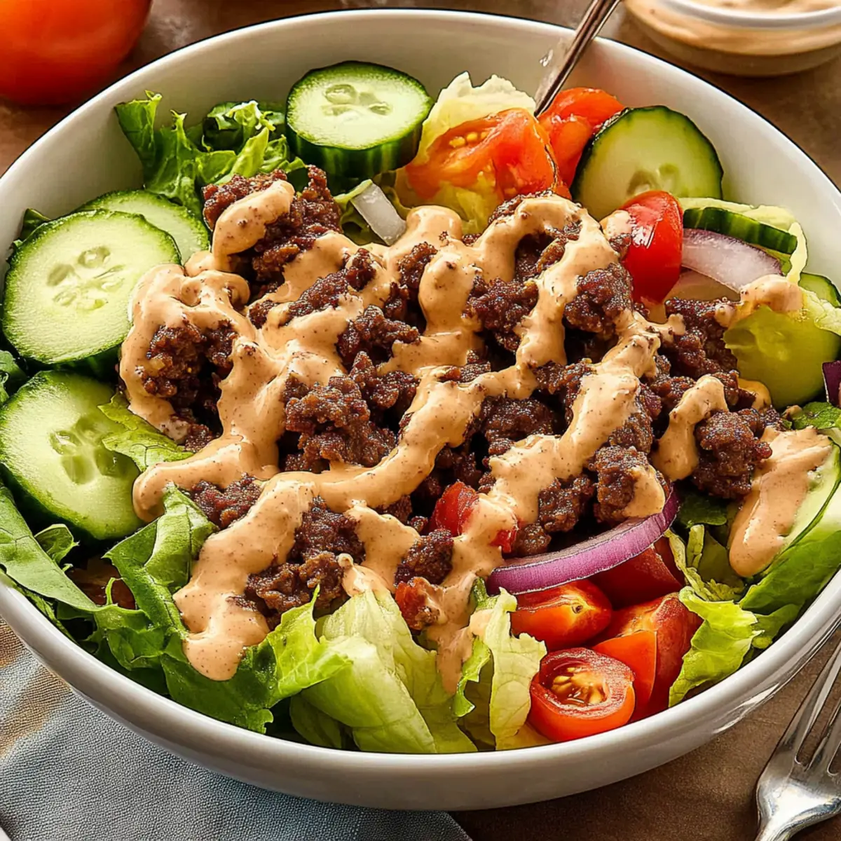 Healthy Burger Bowl with a Creamy Secret Sauce Delight