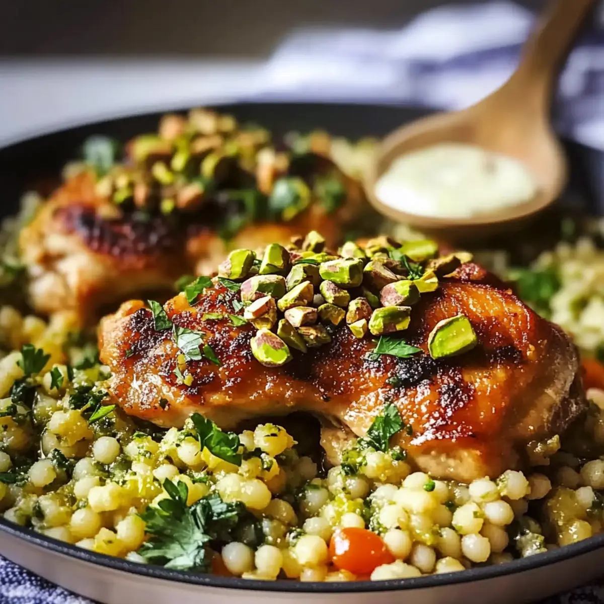 Zesty Lemony Mediterranean Chicken and Couscous in One Pan