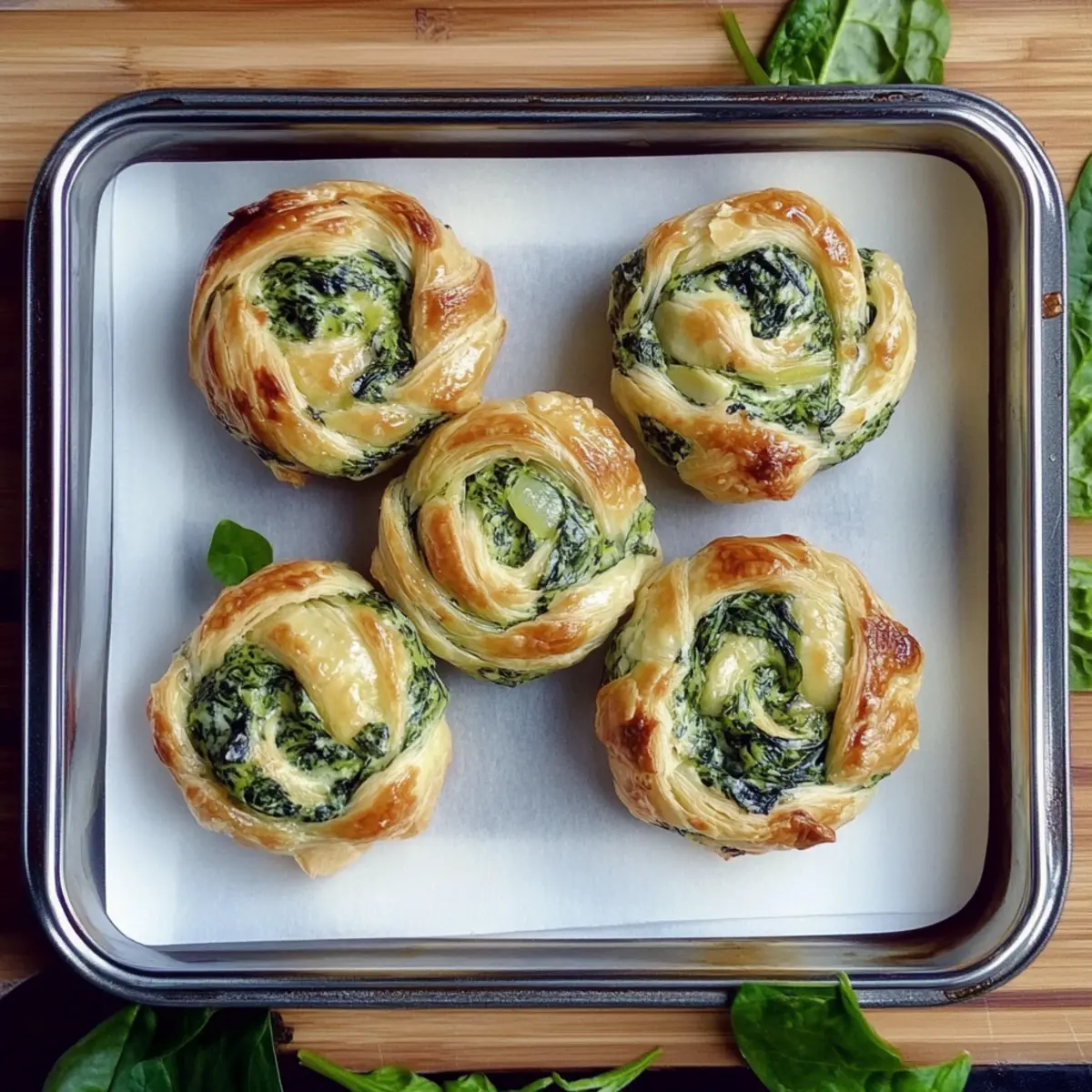 Savory Spinach Artichoke Swirls in Flaky Puff Pastry