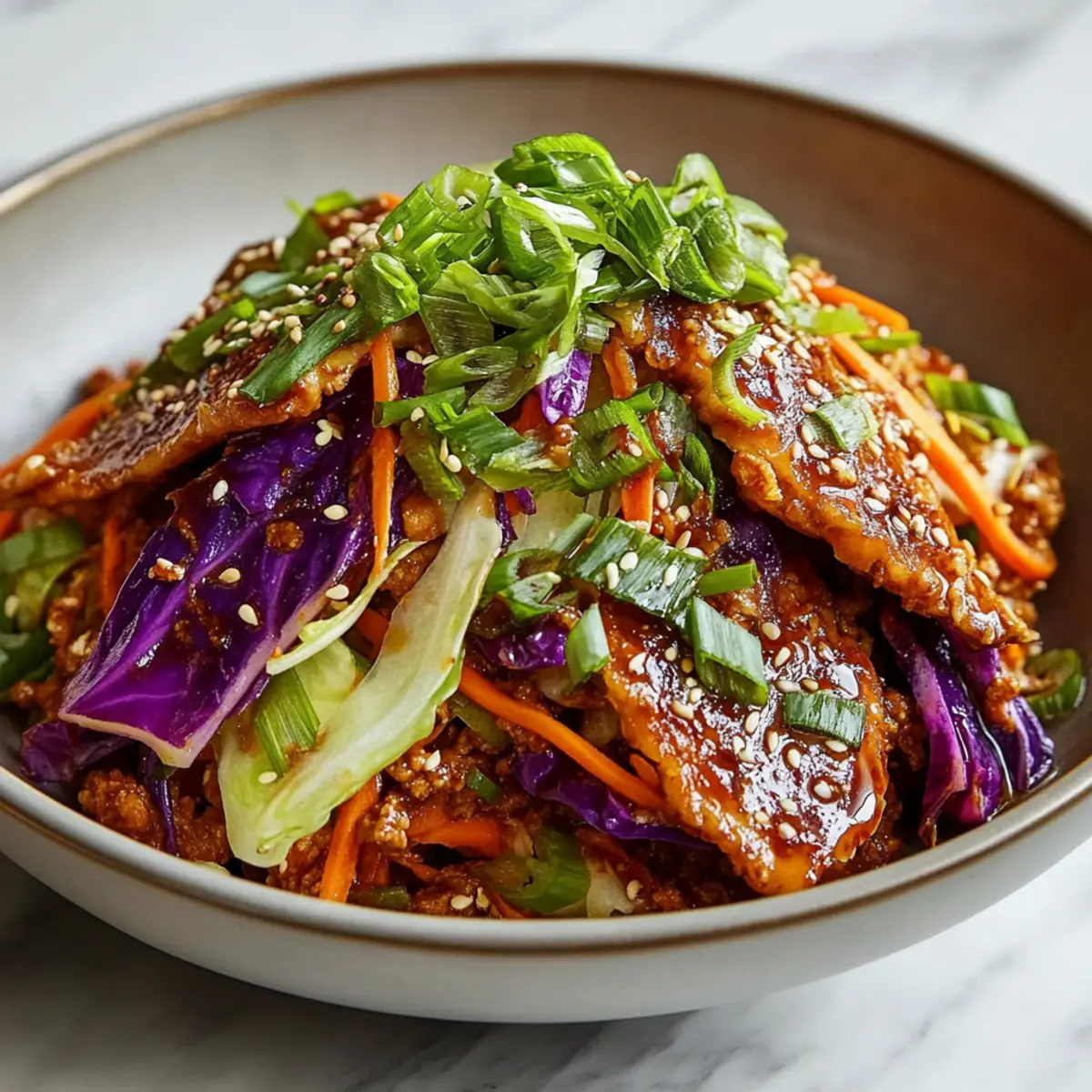 Flavor-Packed Chicken and Cabbage Egg Roll Bowls in 25 Minutes