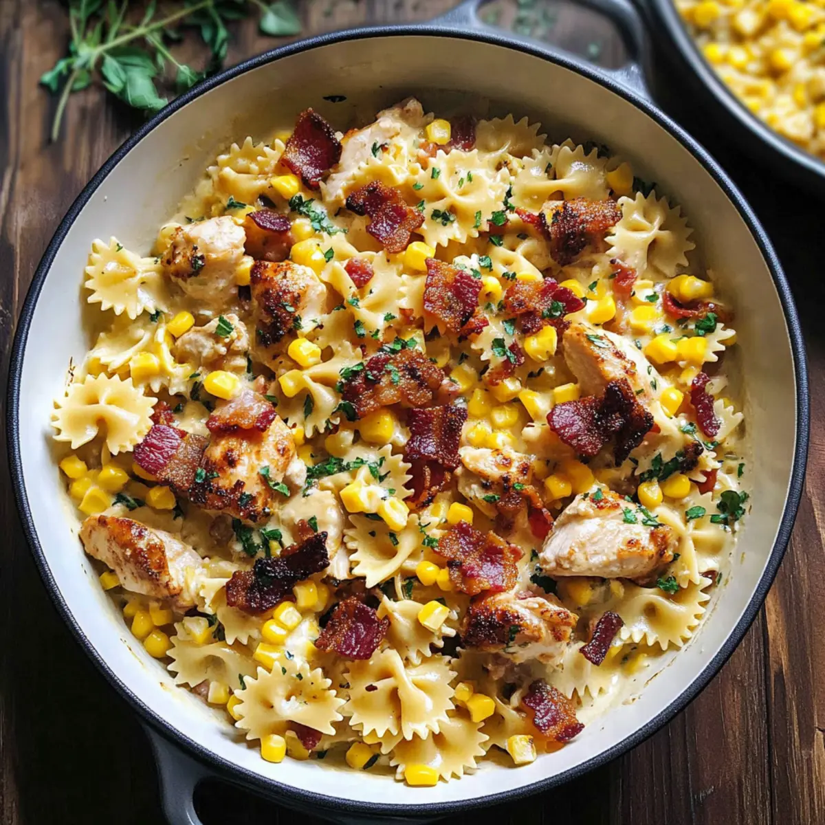 Creamy Chicken and Corn Pasta with Bacon for Cozy Nights