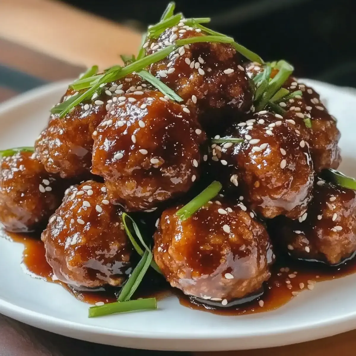 Crispy Air Fryer Teriyaki Meatballs with Sweet Sesame Glaze