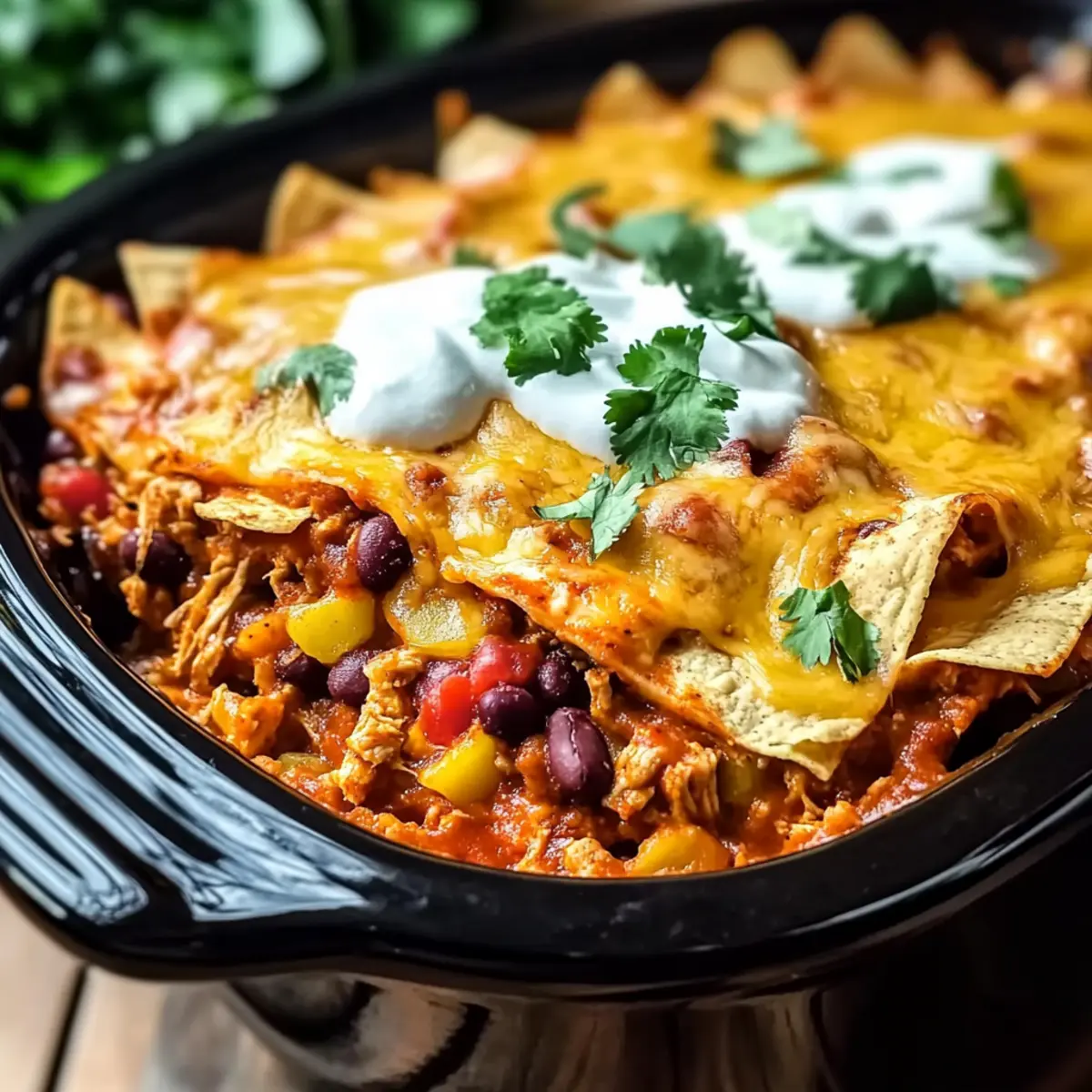 Comforting Crockpot Chicken Enchilada Casserole Delight