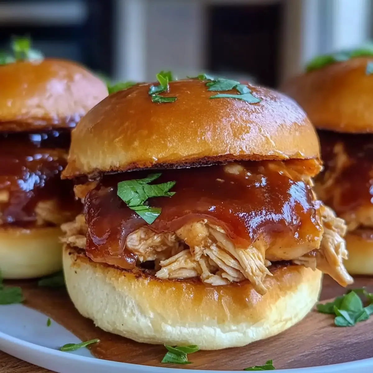 Crockpot Peach BBQ Pulled Chicken Sliders for Summer Fun
