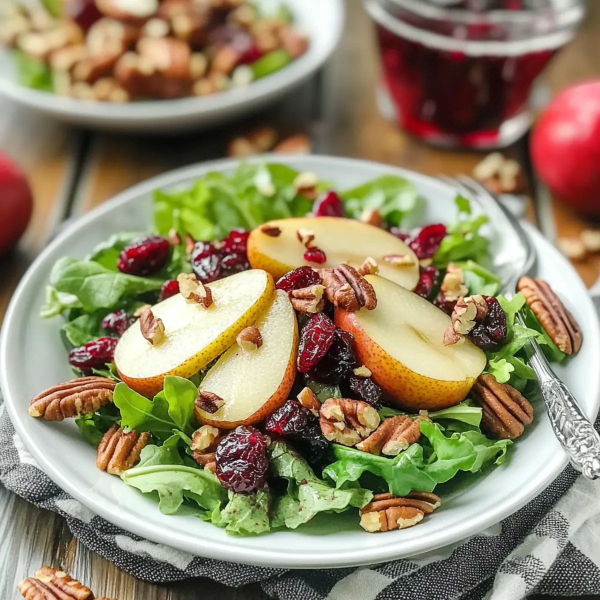 Fresh Fall Salad with Cranberry Vinaigrette and Pears Delight
