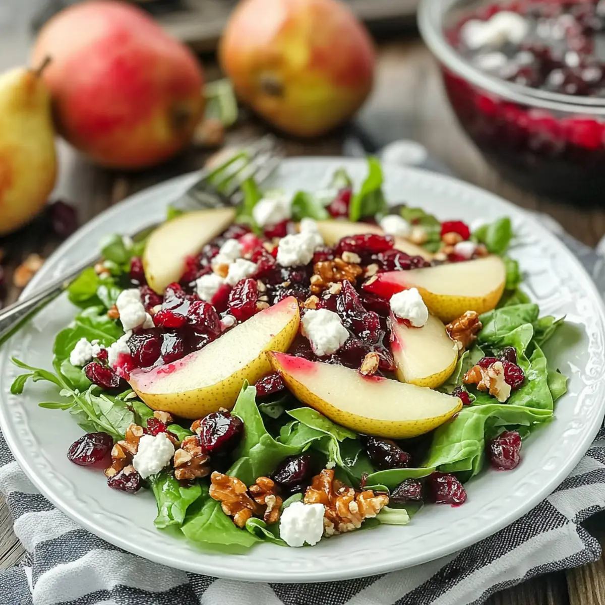 Fresh Fall Salad with Cranberry Vinaigrette & Pears Delight
