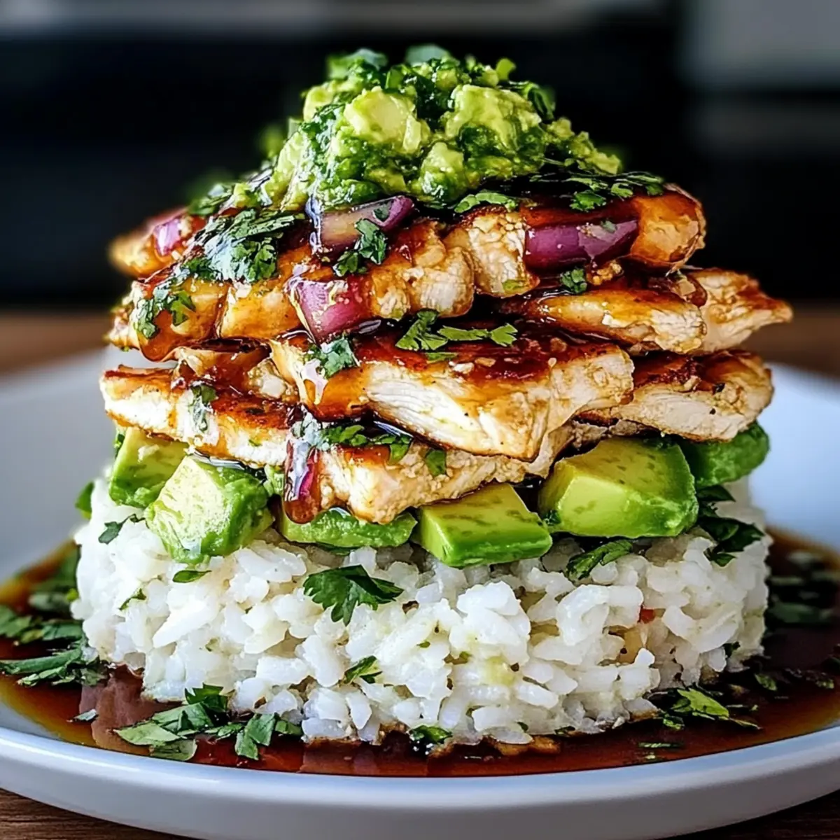 Honey Lime Chicken and Avocado Rice Stack: Quick & Delicious
