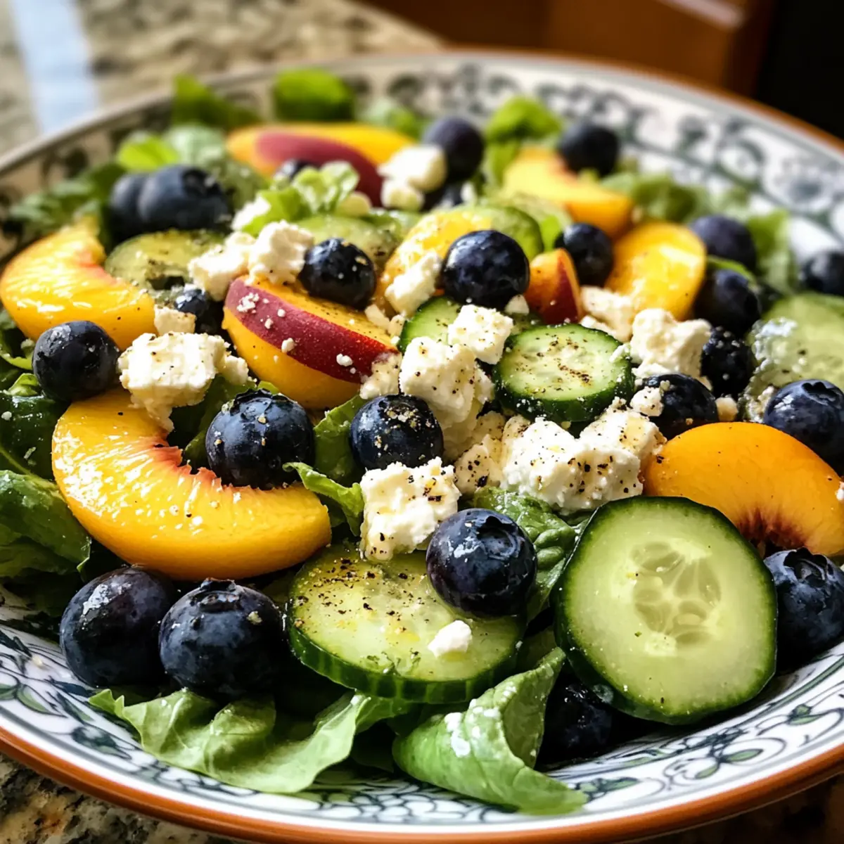 Peach Berry Summer Salad with Zesty Homemade Vinaigrette