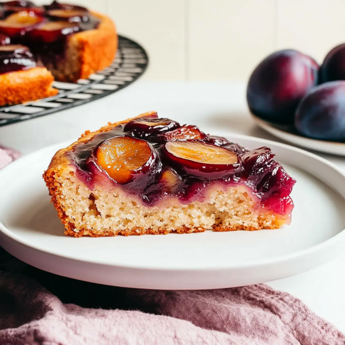 Vegan Gluten-Free Plum Upside Down Cake for Summer Bliss