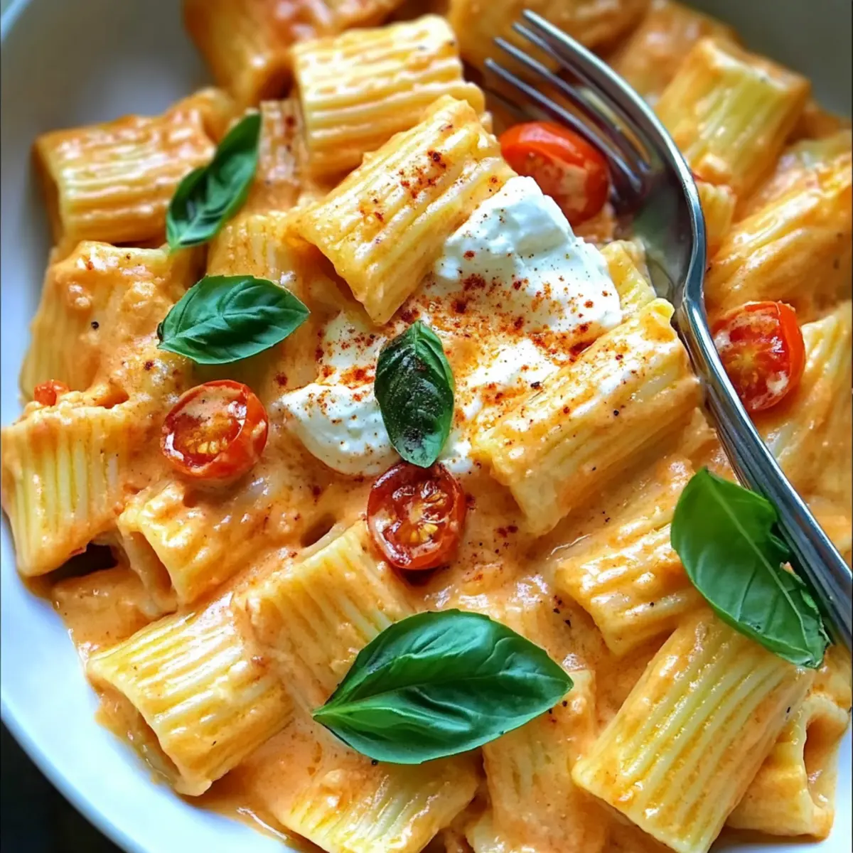 Roasted Cherry Tomato Garlic Pasta with Creamy Ricotta Bliss