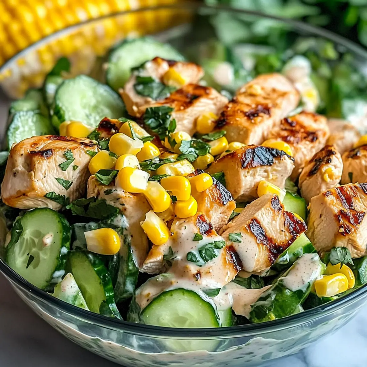 Street Corn Creamy Cucumber Chicken Salad for Summer Bliss