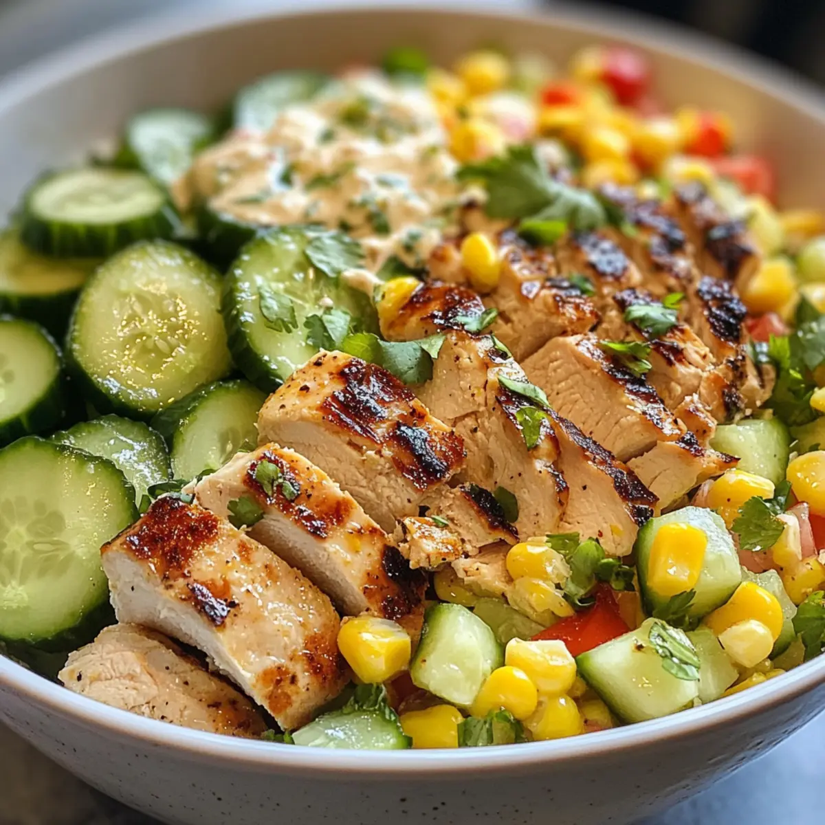 Street Corn Creamy Cucumber Chicken Salad for Summer Bliss