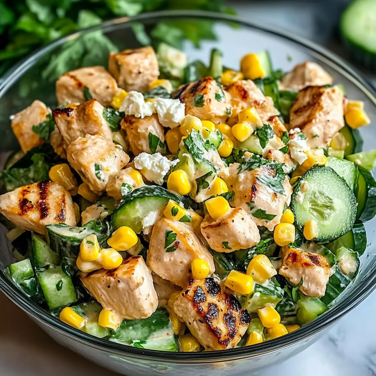Street Corn Creamy Cucumber Chicken Salad for Summer Fun
