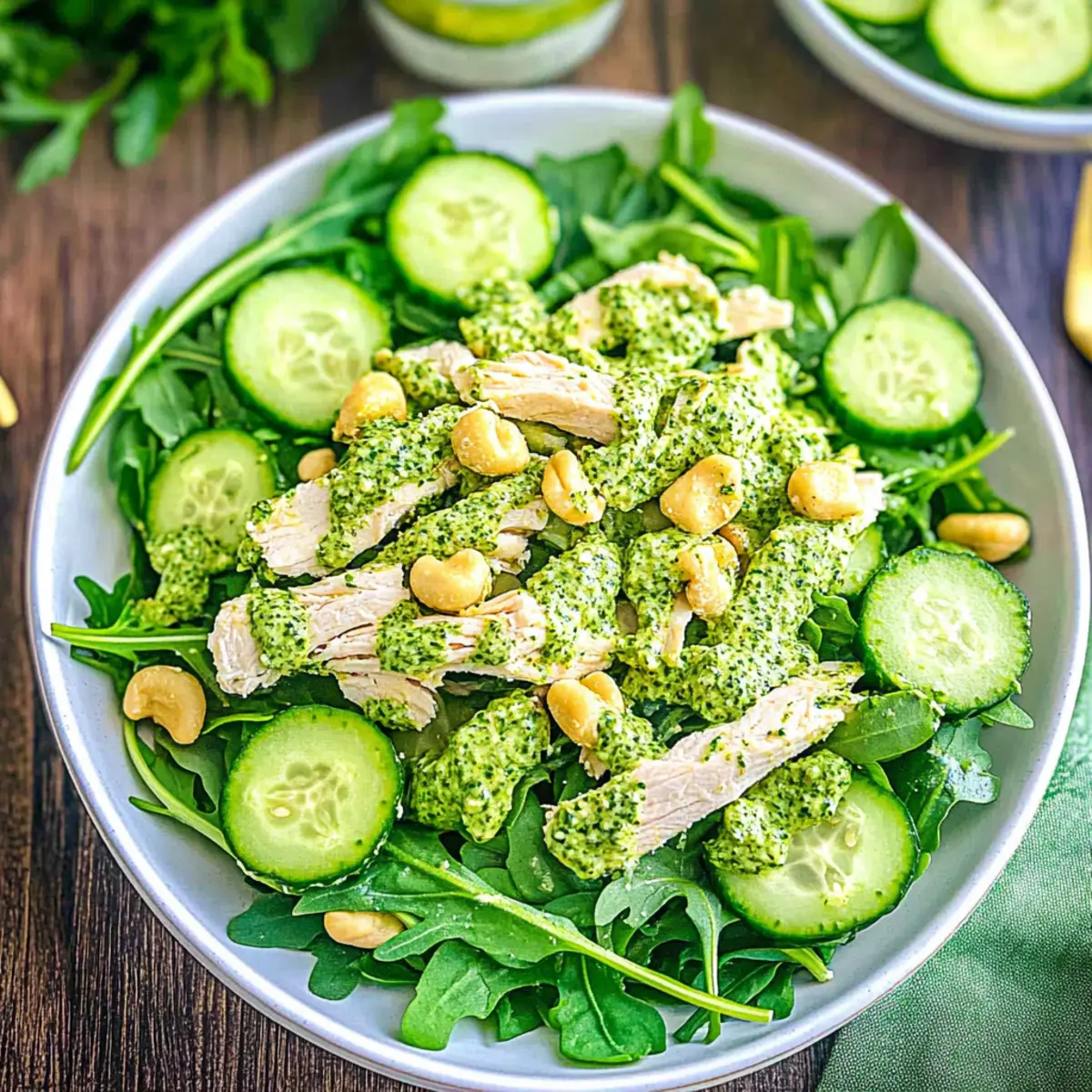 Fresh and Zesty Chicken Cucumber Salad with Parsley Pesto