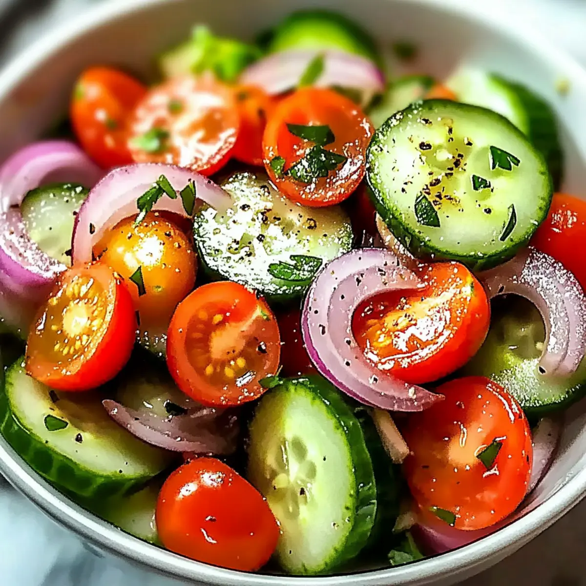 Fresh Tangy Cucumber, Tomato, and Onion Salad Bliss