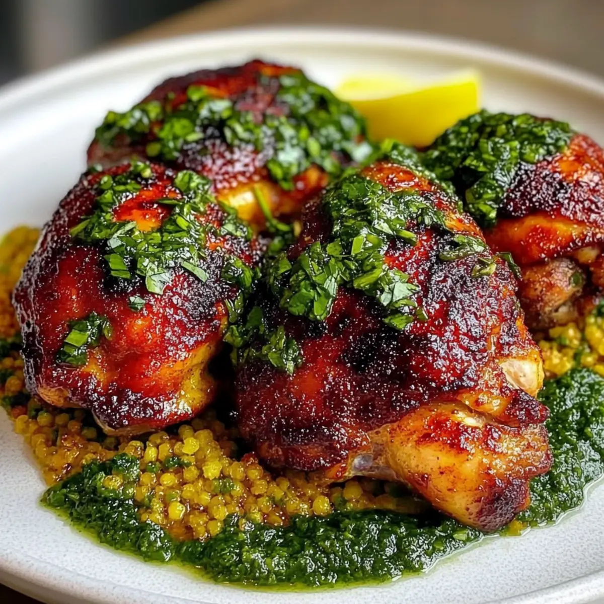 Savory Moroccan Harissa Chicken with Bright Mint Chimichurri