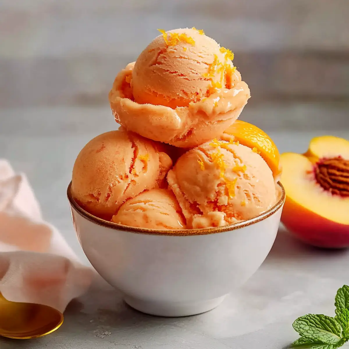 Creamy Peach Sorbet – No Ice Cream Maker Needed!