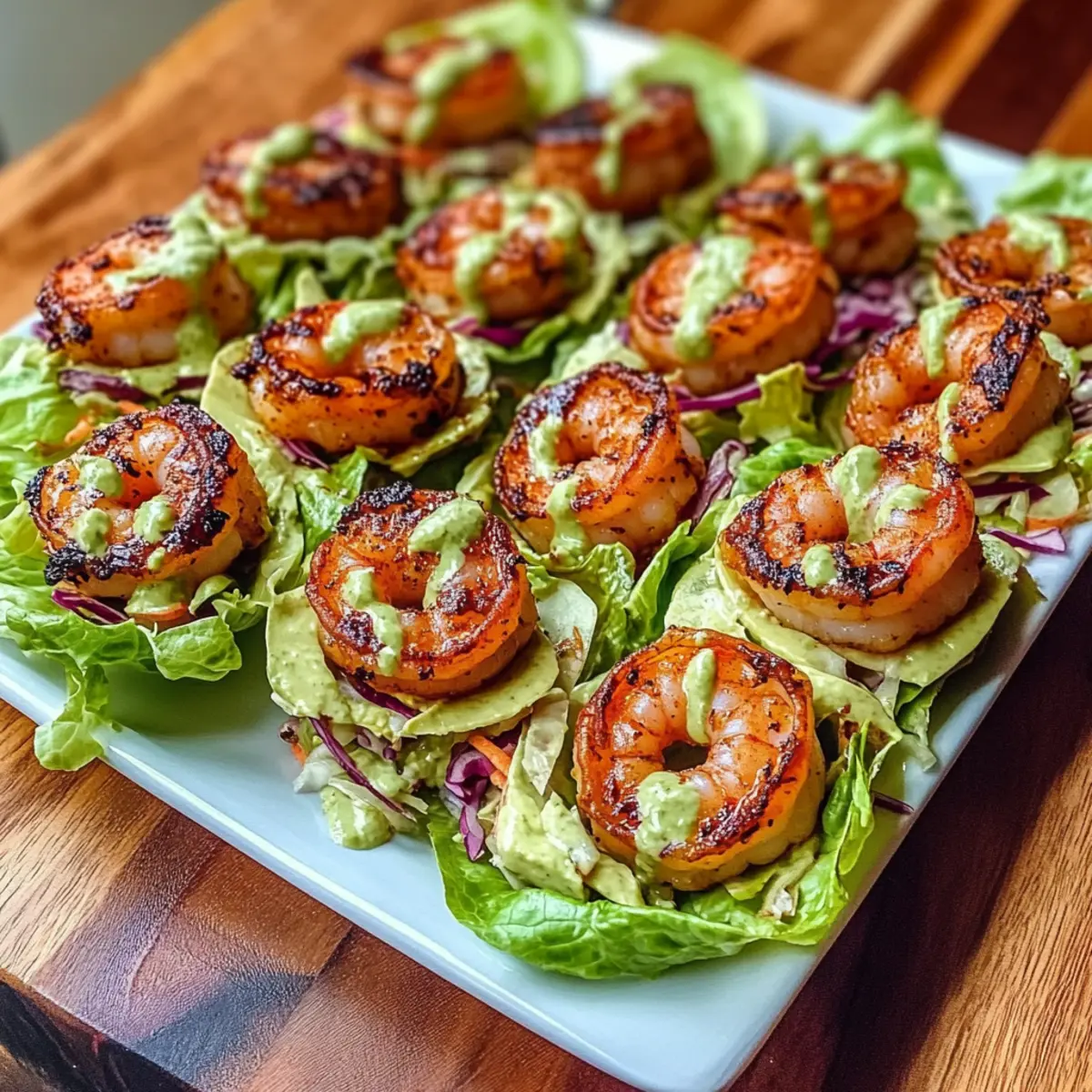 Chili-Lime Shrimp Lettuce Wraps with Creamy Avocado Sauce