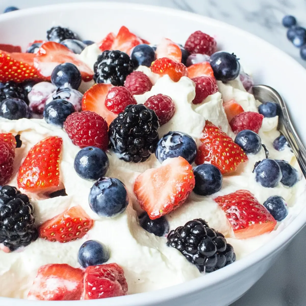 No-Bake Triple Berry Cheesecake Fruit Salad for Summer Bliss