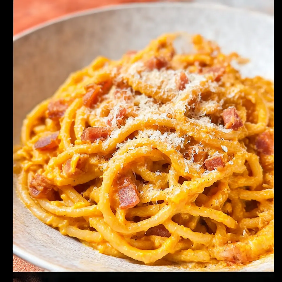 Creamy Pumpkin Pasta with Pancetta in 30 Minutes
