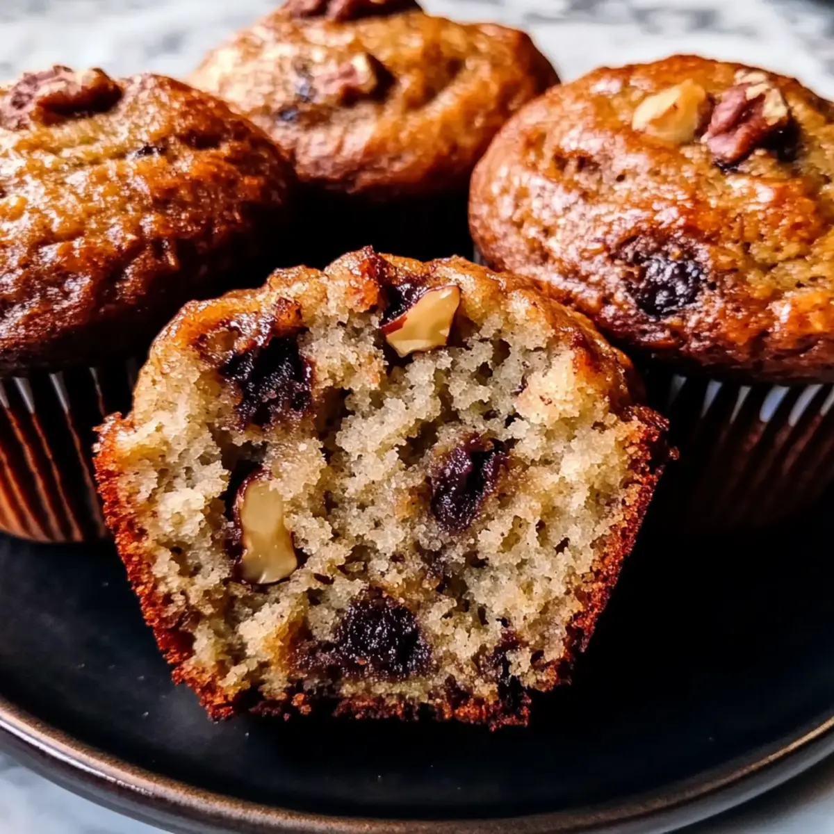 Bakery-Style Jumbo Banana Bread Muffins with Rich Chocolate