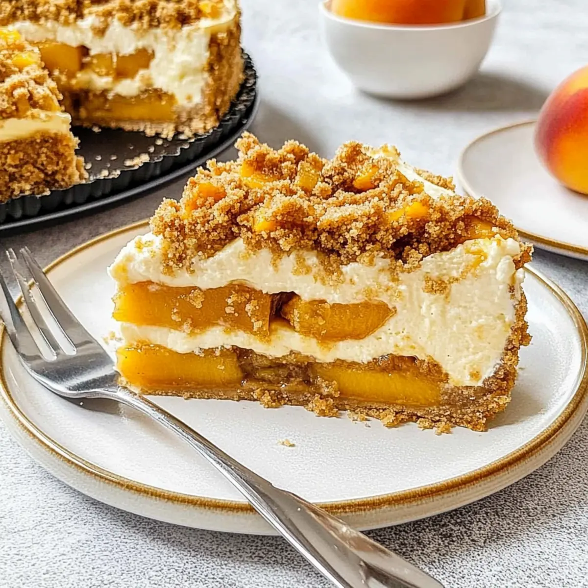 Irresistibly Creamy Peach Cobbler Cheesecake Delight