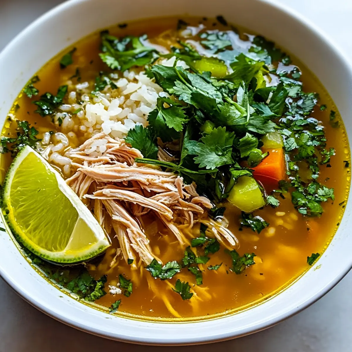 Comforting Homemade Chicken and Rice Soup with Herbal Twist